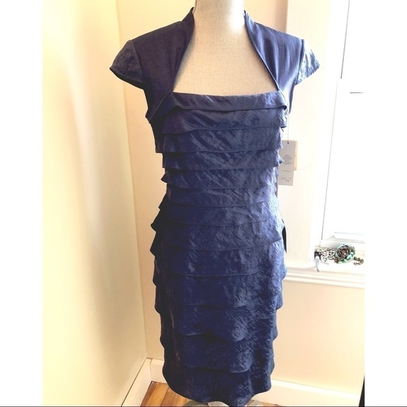 ADRIANNA PAPELL COCKTAIL Ruffle Organza Dress Size 8P 0700 - Picture 2 of 9